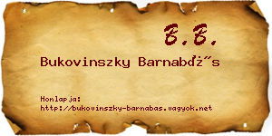 Bukovinszky Barnabás névjegykártya